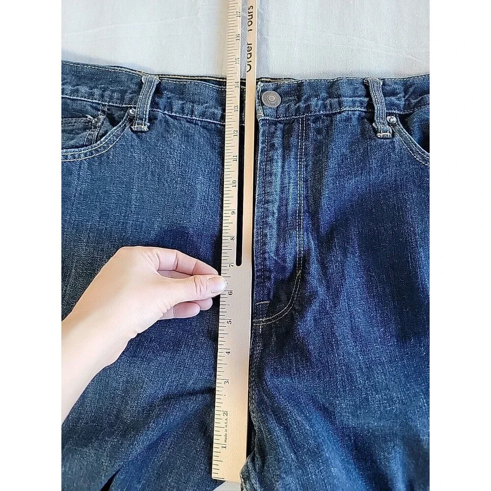American Eagle Relaxed Straight Jeans Mens 44x34 Dark Wash‎ Blue Cotton Denim